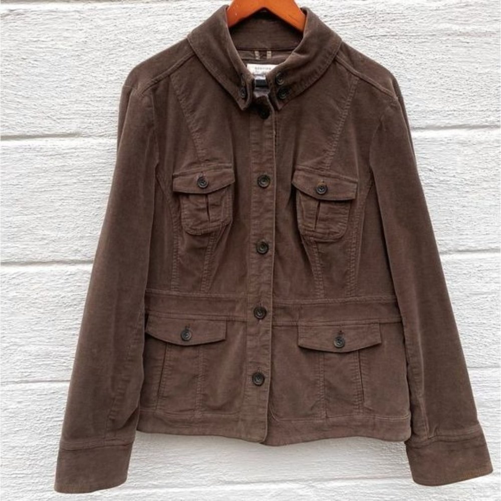 Brown Velvet Utility Jacket Blazer